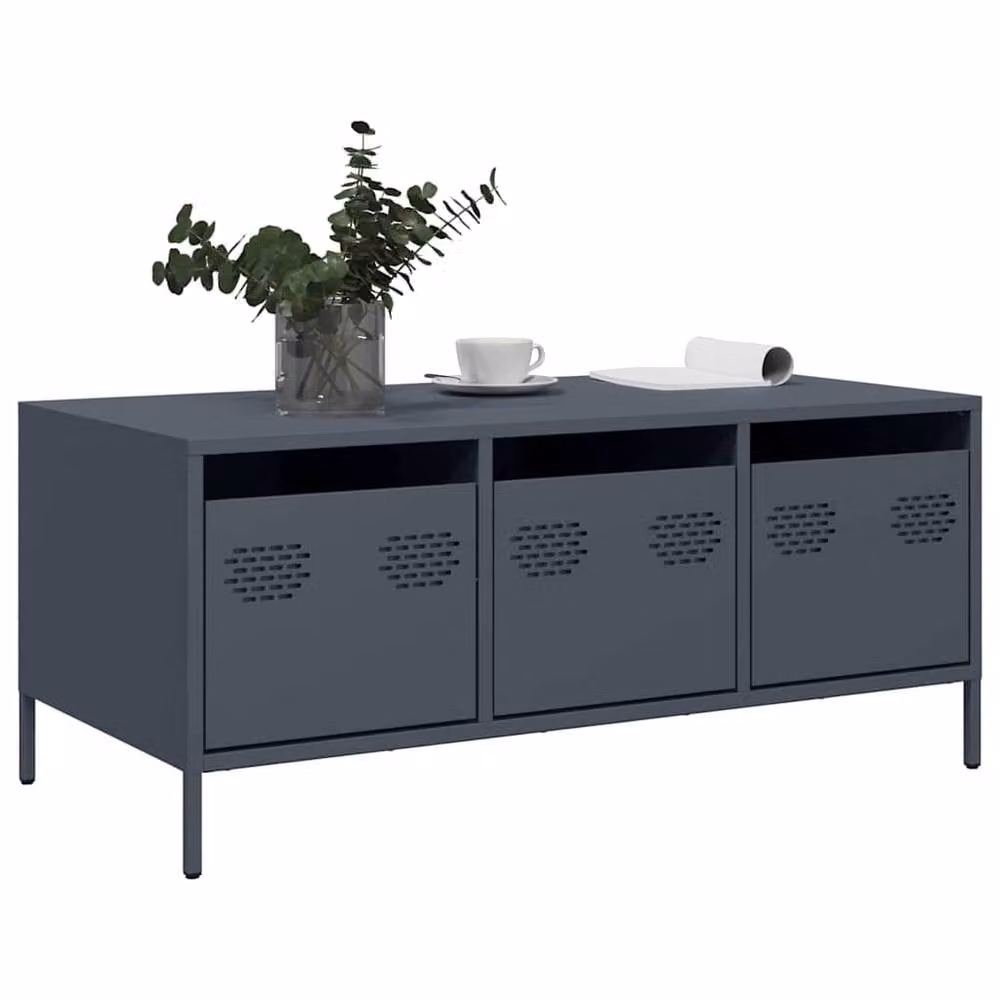 Berkfield Home Anthracite Coffee Table in Dark Grey Metal, W/D/H: 101.5 x 50 x 43.5 cm – 3