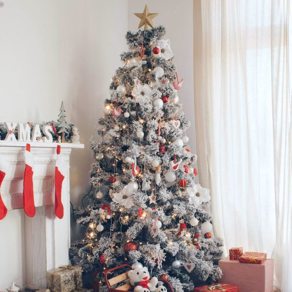 Pelle & Sol 6ft Snow Tipped Flocked Christmas Tree in White – 5
