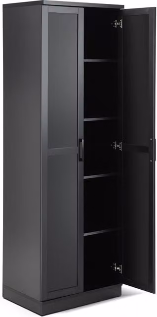 Costway Modern Black Wooden Storage Cabinet with 2 Hinged Doors and Adjustable Shelves