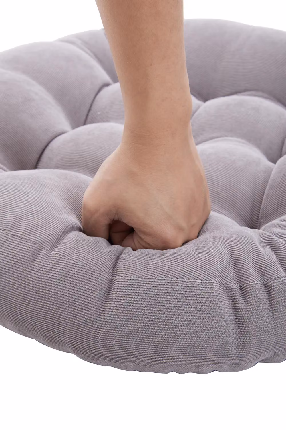 Living and Home Grey Corduroy Round Floor Pillow and Meditation Cushion, Diameter: 50 cm – 3