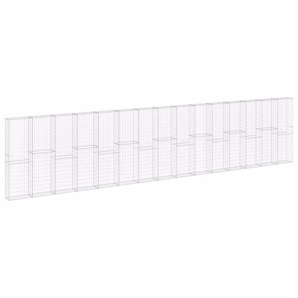 Berkfield Home Durable Galvanised Steel Gabion Fence with Covers in Silver, W/D/H: 900 x 30 x 200 cm – 2