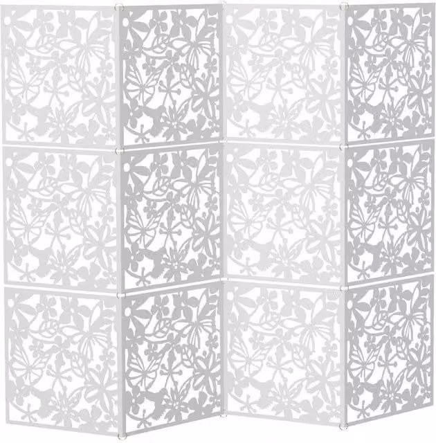 PAWNORA 12-Piece Floral Hanging Room Divider in White, W/H: 40 x 40 cm