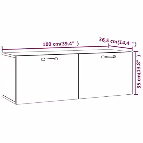 vidaXL Wall Cabinet in Smoked Oak, Brown, W: 100 cm, D: 36.5 cm, H: 35 cm – 3