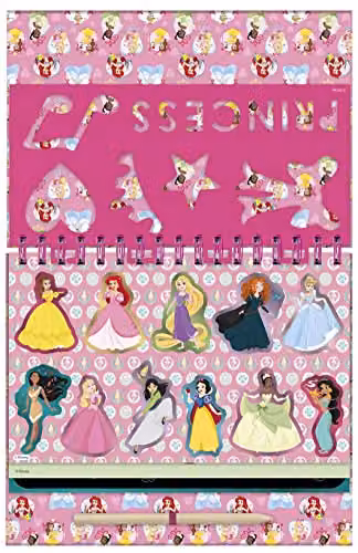 Totum Childrens Scratch and Colouring Book with Stencils and Glitter Stickers, Pink and Multicolour – 5
