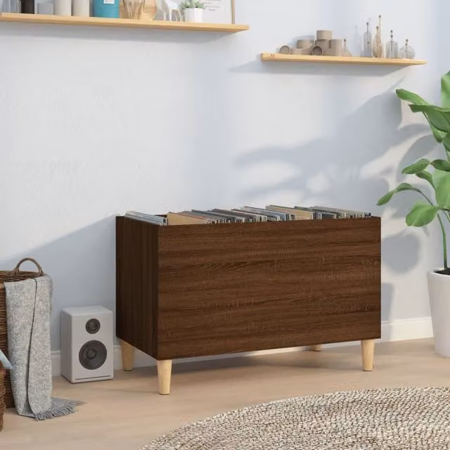 Berkfield Home Classic Record Cabinet in Brown Oak, W/D/H: 74.5 x 38 x 48 cm – 1