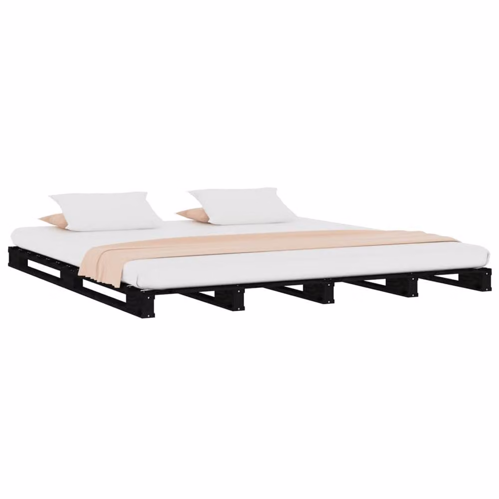 Berkfield Home Pallet Bed in Black Solid Pine Wood, W/D/H: 120 x 190 cm – 3
