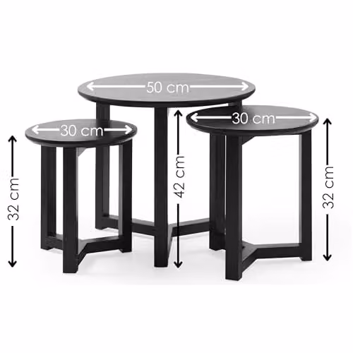 Julian Bowen Nidri Set of 3 Black Round Nesting Tables with Y-Shaped Base – 2