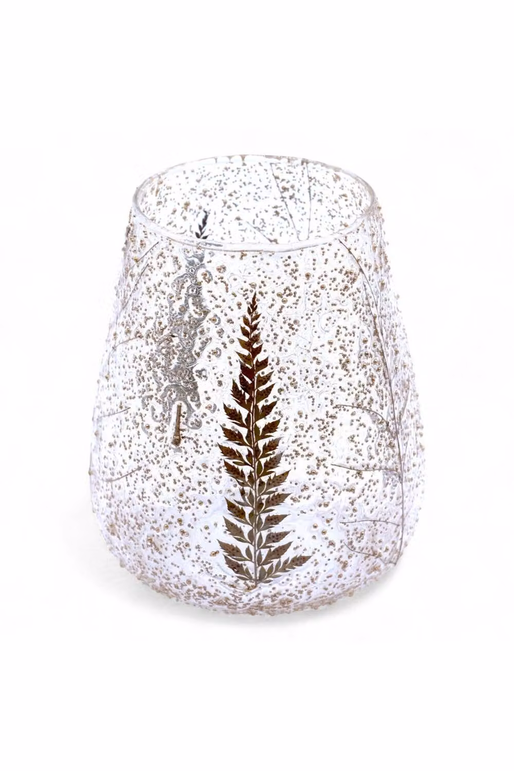 KDMD Natural Floral Glass Candle Holder, Transparent Round Bowl, W: 15 cm, H: 12 cm – 2