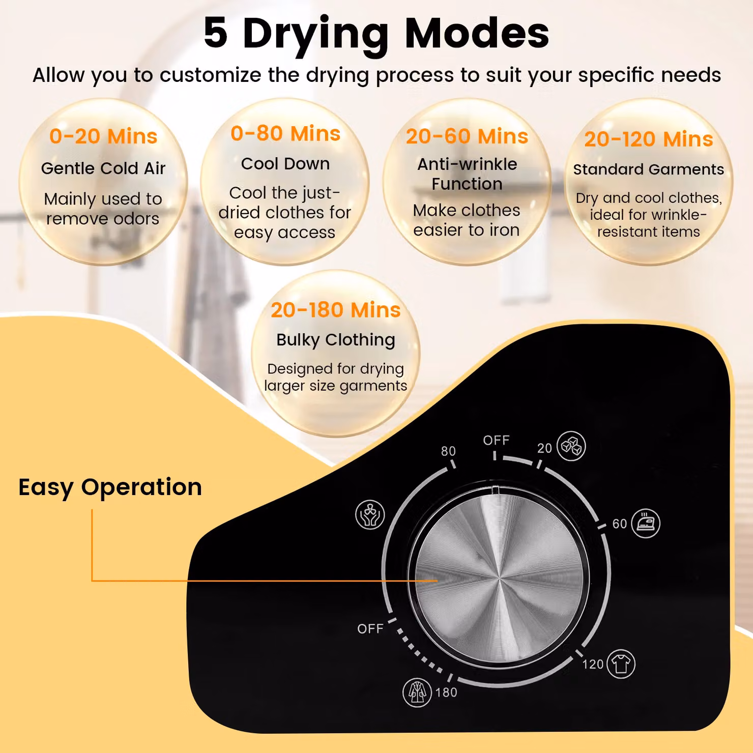 Gymax 800W Portable Front Load Tumble Electric Clothes Dryer with 5 Modes in White – 5