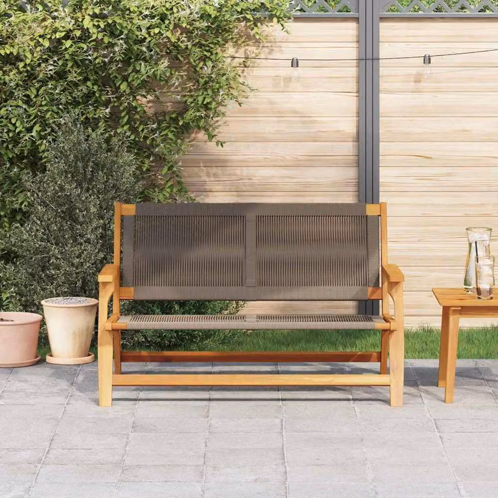 Berkfield Home Modern Garden Bench in Grey and Brown Solid Acacia Wood, W/D/H: 122 x 76 x 73 cm – 3