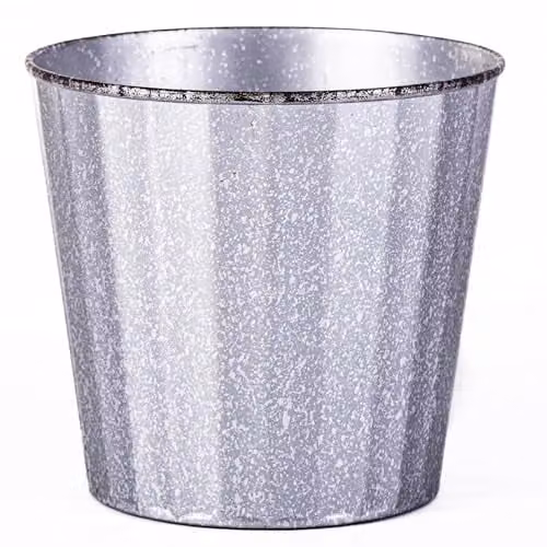 Garden Gear Steel Effect Planter in Silver, Diameter: 32 cm