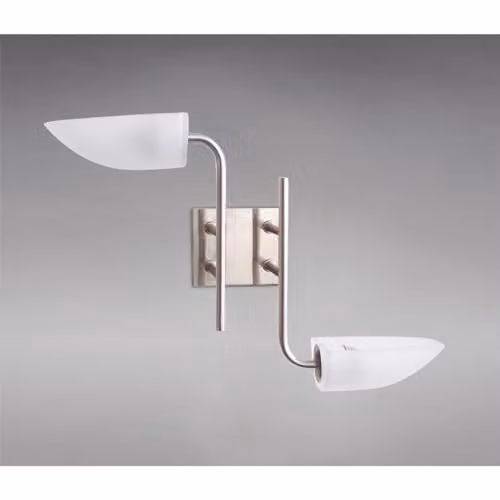 Netlighting Udine 2 Light Wall Lamp in Satin Chrome with Grey Transparent Glass and G9 Base – 2