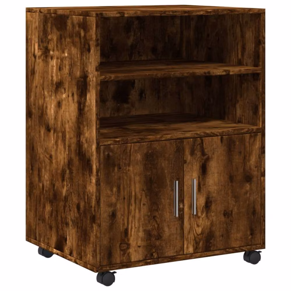 Berkfield Home Rolling Cabinet in Smoked Oak Brown, W/D/H: 60 x 48 x 81 cm – 3