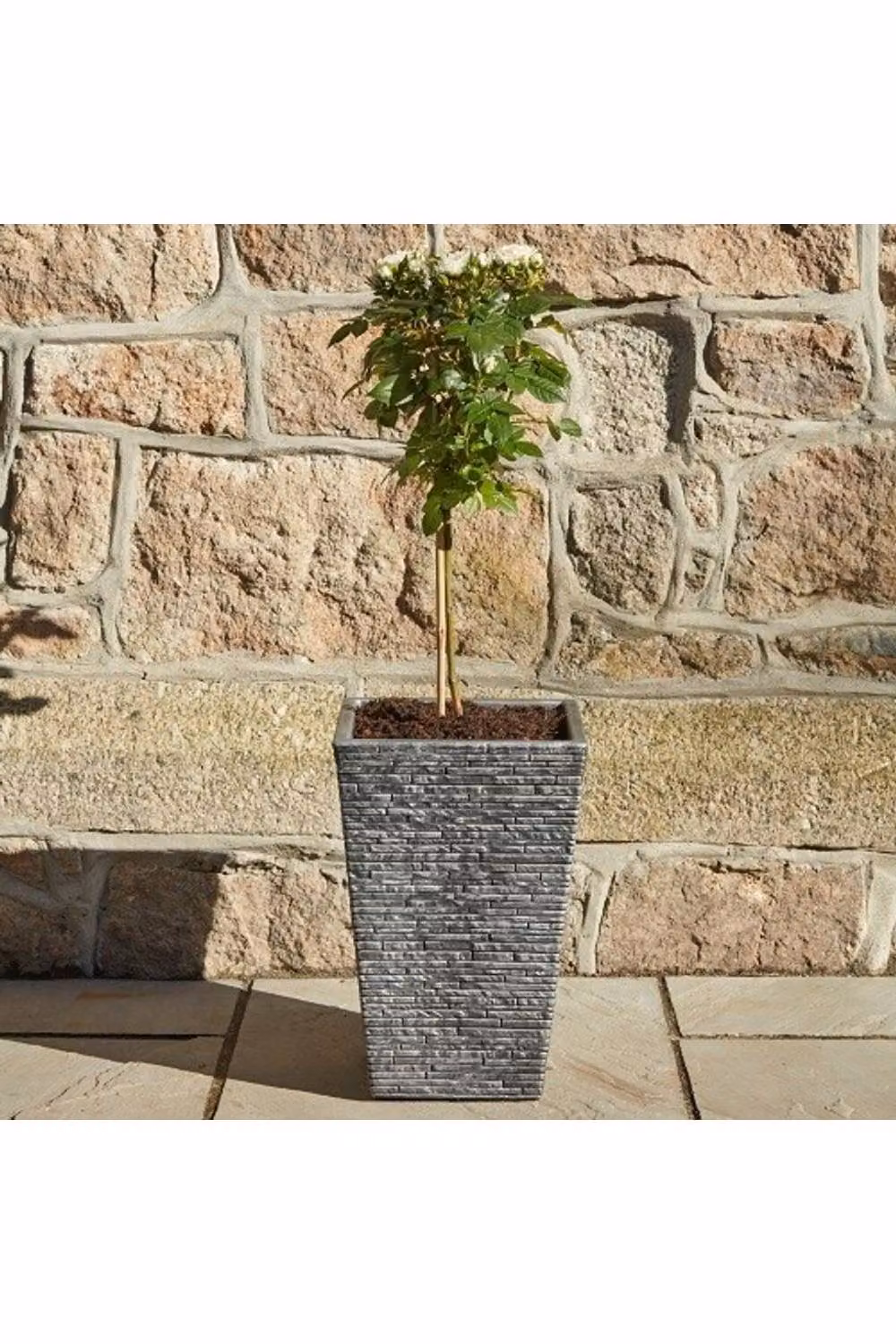 KDMD Ash Slate Effect Tall Planter Tub in Grey, Height: 45 cm – 3