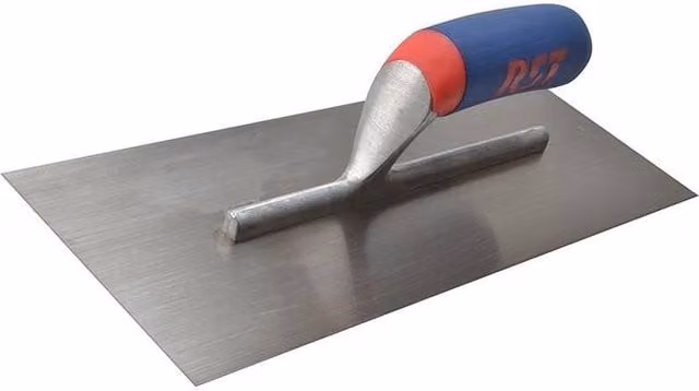R.S.T. Carbon Steel Plasterer's Finish Trowel with Soft Touch Handle in Blue – 1