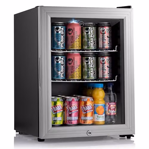 Subcold Super35 LED Mini Fridge in Silver, 35L Compressor Fridge with Lockable Glass Door – 1