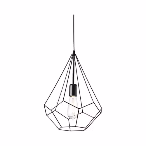 Ideal Lux Ampolla-3 Matt Black Cage Style Industrial Pendant Light