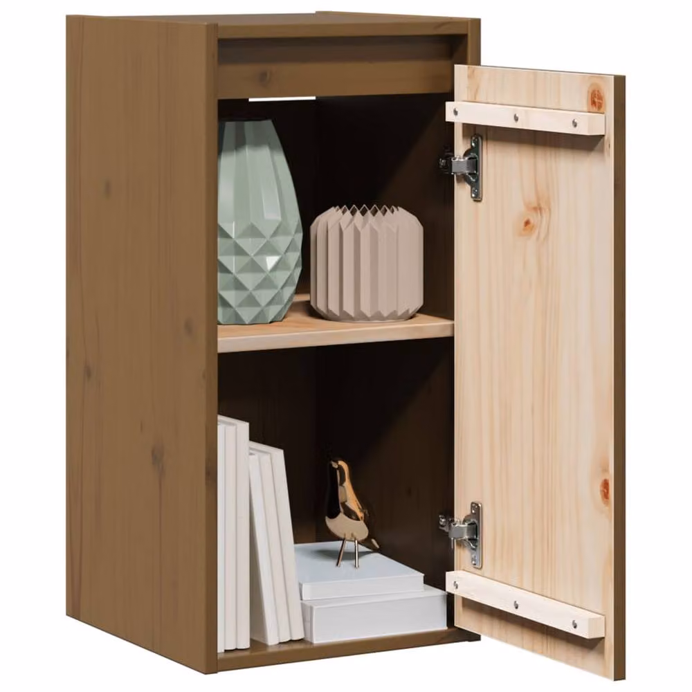 Berkfield Home Set of 2 Wall Mounted Solid Wood Pine Cabinets in Honey Brown, W/D/H: 30 x 30 x 60 cm – 4