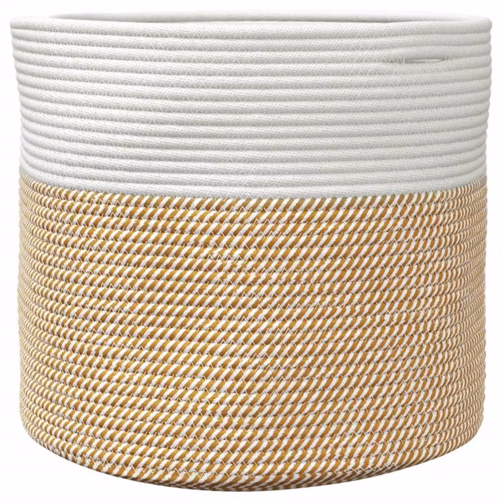 Berkfield Cotton Home Storage Basket in Brown and White, W: 40 cm, H: 35 cm – 2