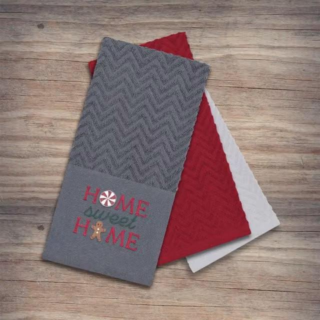 Noel Square Grey Cotton Highly Absorbent Tea Towels, Pack of 3