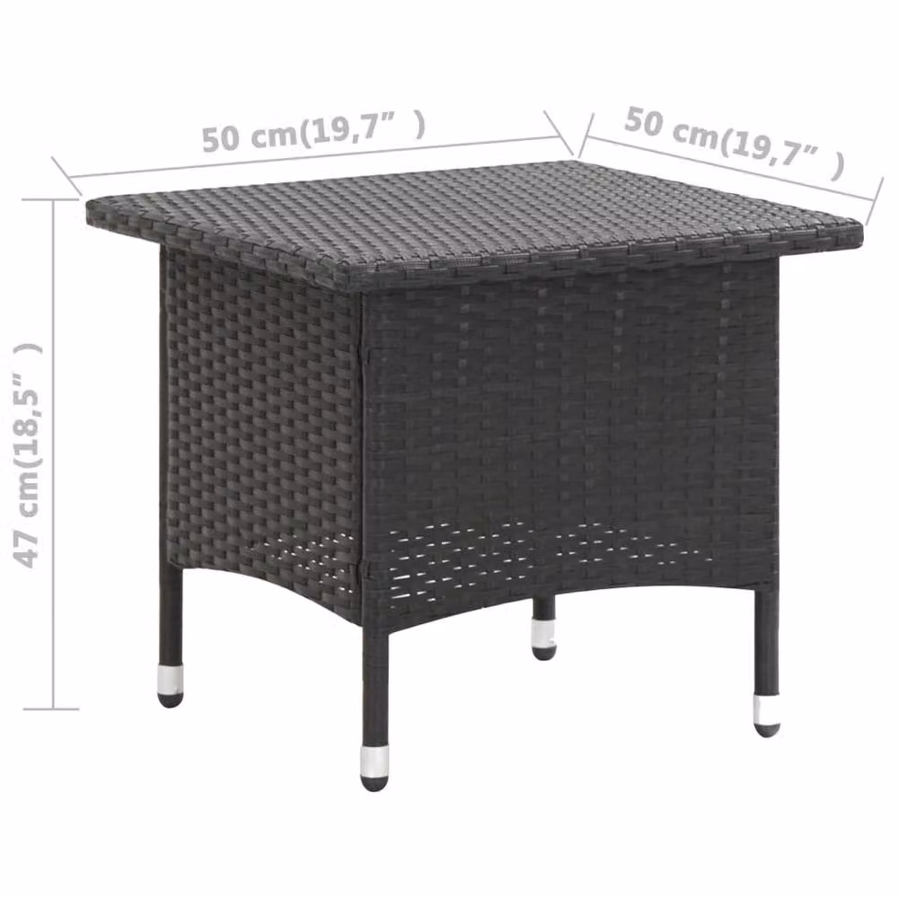 Berkfield Home Black Poly Rattan Tea Table W/D/H: 50 x 50 x 47 cm – 4