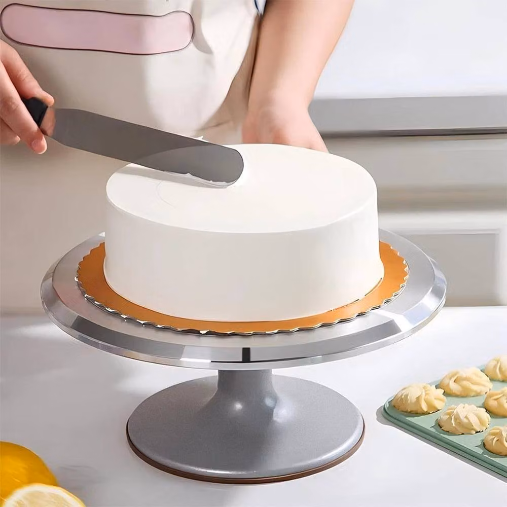 NESTLUNE Metal Cake Decorating Revolving Turntable Stand, Silver, W/D/H: 100 x 15 x 15 cm – 2