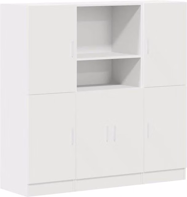 Berkfield Home 3 Piece Modern White Kitchen Cabinet Set in Matt Engineered Wood
