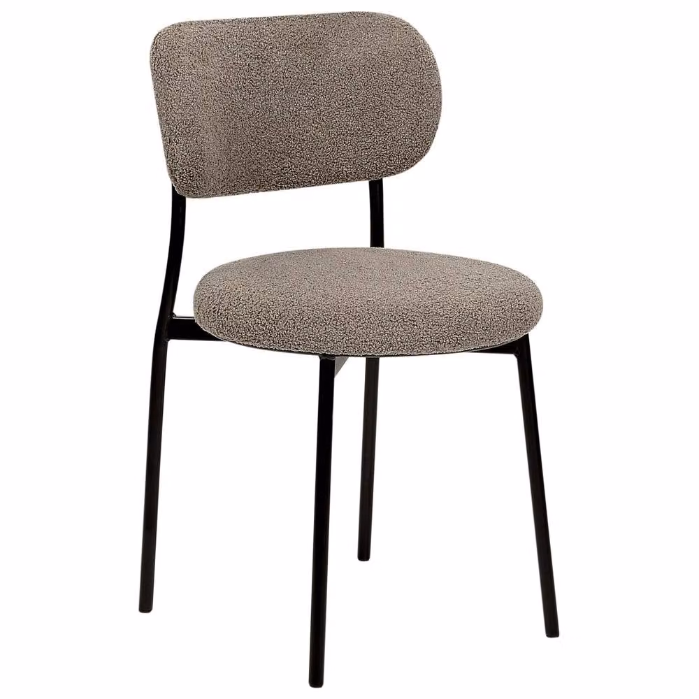 Wyld and Coco Set of 2 Beige Taupe Bouclé Armless Dining Chairs with Metal Legs – 3