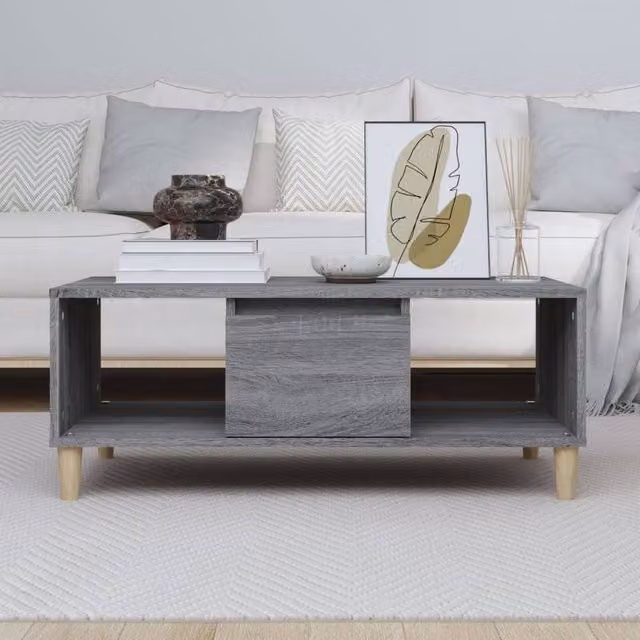 Berkfield Home Decorative Coffee Table in Grey Sonoma, W/D/H: 90 x 50 x 36.5 cm