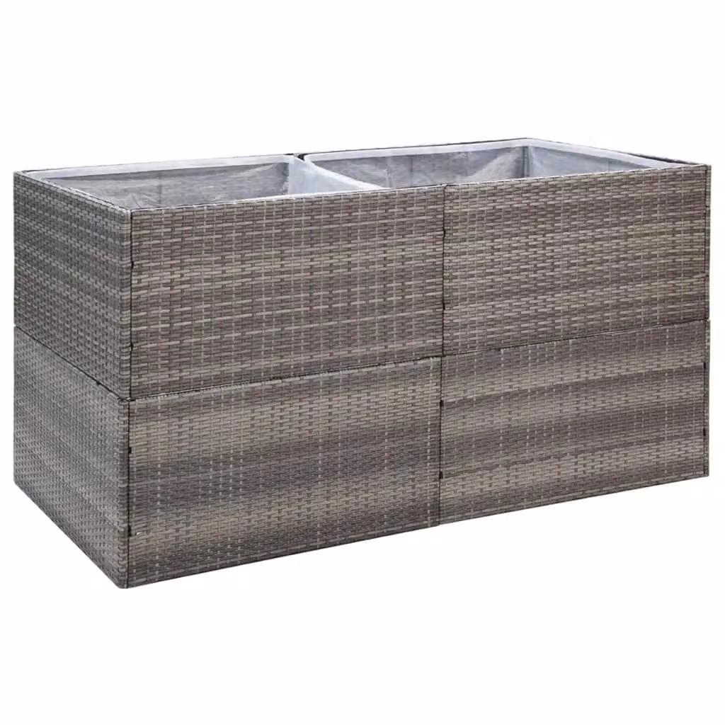 Berkfield Grey Poly Rattan Garden Planter W: 157 cm, D: 80 cm, H: 80 cm – 2