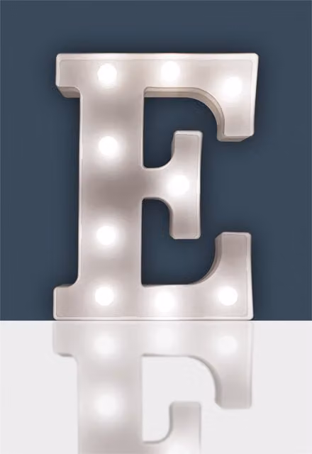 St Helens Battery Operated 3D LED Letter E Night Light in White