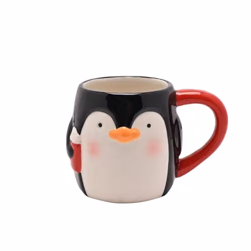 Widdop and Co Penguin Ceramic Mug in White, Red and Multicolour
