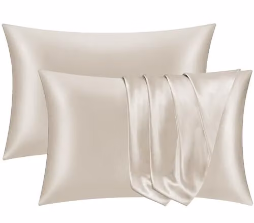 Pamposh Satin Silk Pillowcases, 2 Pack, Khaki, W/D/H: 50 x 75 cm – 1