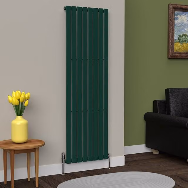 Lux Heat Flat Coloured Vertical Radiator in Green, H 180 cm x W 56 cm