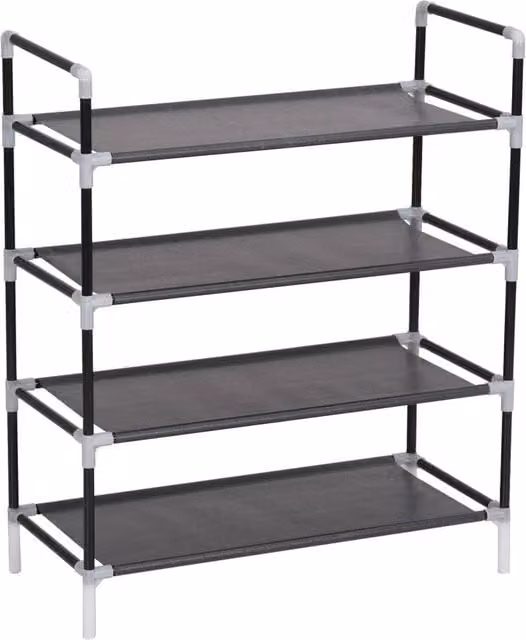 Berkfield Home Black Freestanding 4-Shelf Shoe Rack with Metal and Plastic Construction W/D/H: 67.0 x 29.0 x 29.0 cm – 1