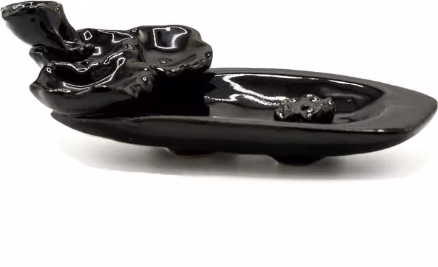 KDMD Black Ceramic Lotus Pond Backflow Incense Burner and Stick Holder – 2
