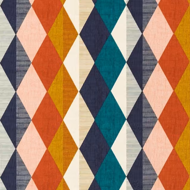 Clarke & Clarke Denver Multicolour Retro Fabric