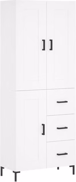 Berkfield Home Modern White Matt Highboard with Hinged Doors and Internal Shelves, W/D/H: 69.5 x 34 x 180 cm