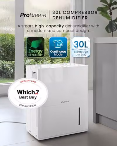 Pro Breeze Smart Dehumidifier with WiFi App Control, 30L Capacity and 3L Water Tank, White – 2