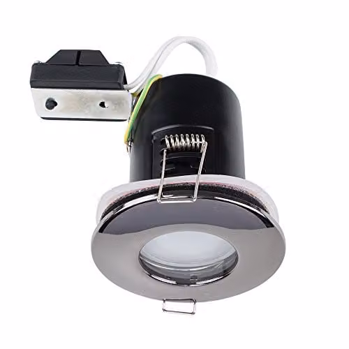 ValueLights Black Chrome IP65 Fire Rated LED Ceiling Downlight Fitting, Pack of 4 – 1