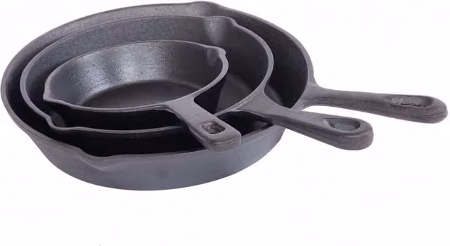 Oypla Set of 3 Black Non Stick Cast Iron Frying Pans