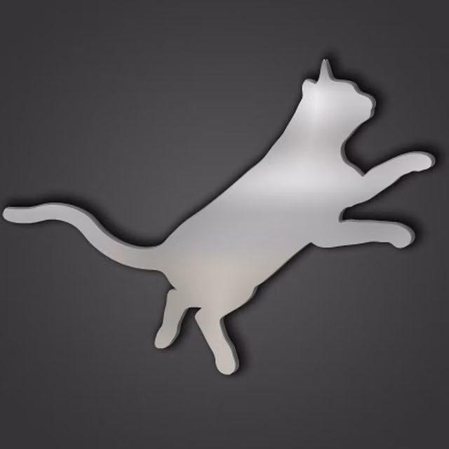 Cat Style 9 Silver Acrylic Mirror in Silver
