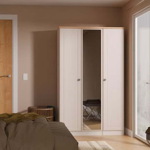 Ready Assembled 2 U Surrey Triple Mirror Wardrobe in Taupe/Beige