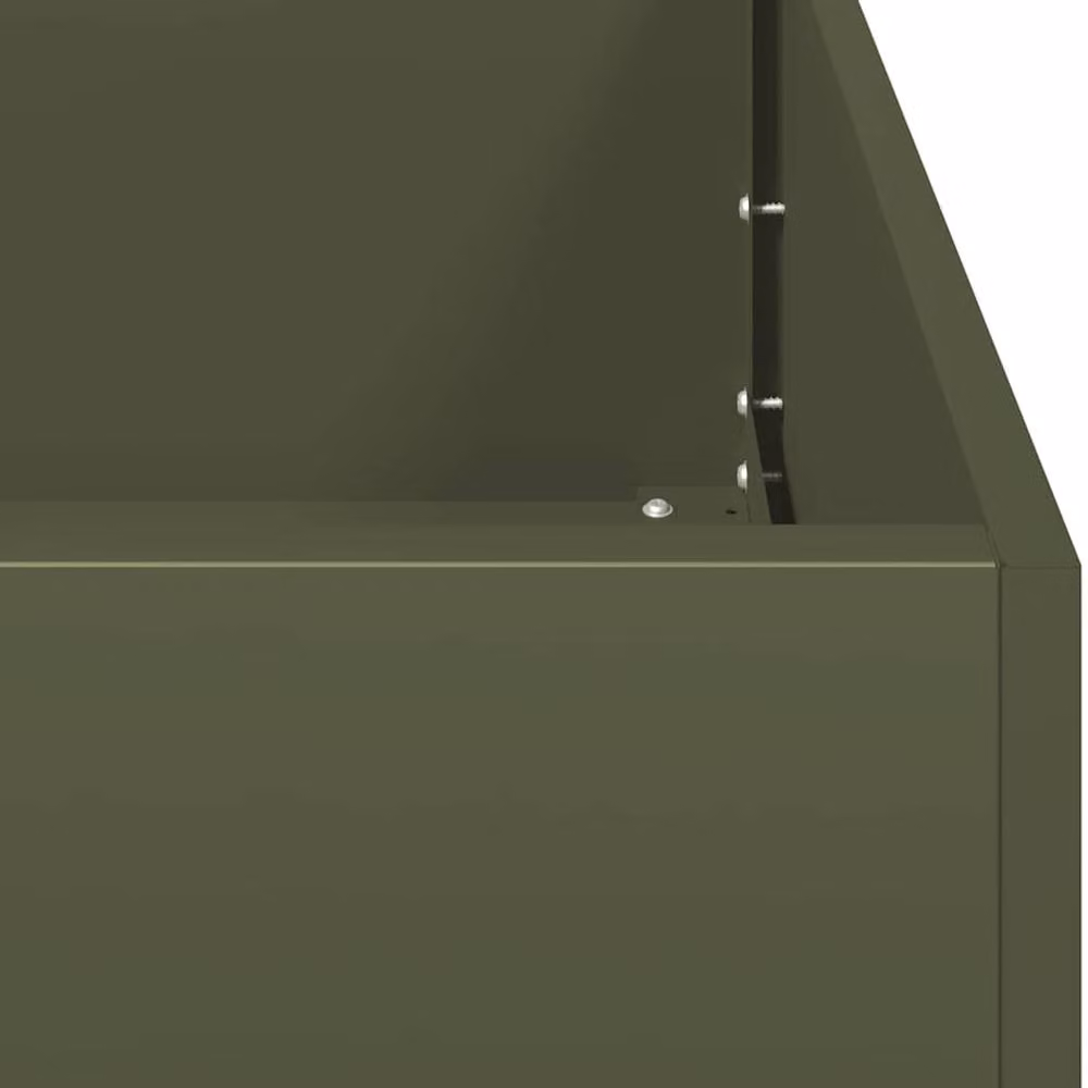 Berkfield Home Steel Planter in Olive Green, W/D/H: 200 x 80 x 40 cm – 4