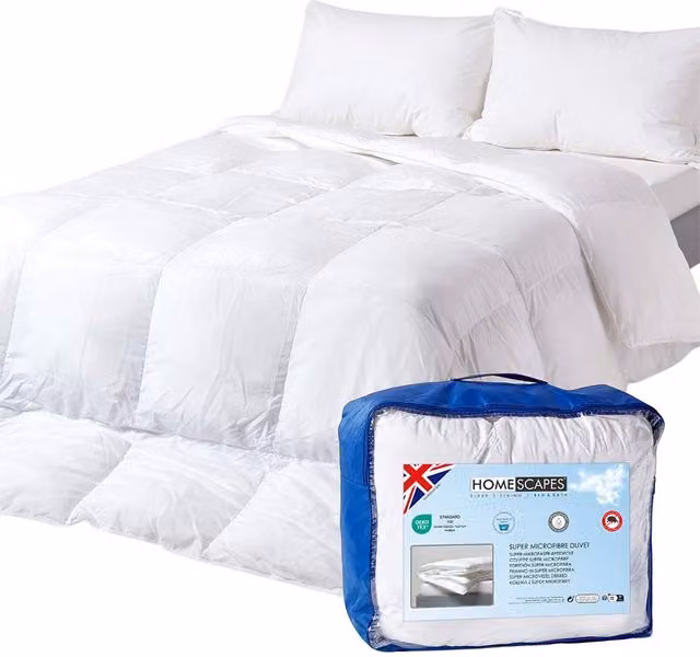 Homescapes Luxury Hotel Super Microfibre 2.5 Tog Summer Duvet in White, Super King Size