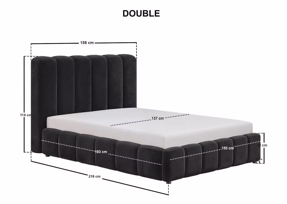 Solace+Co Emilie Ribbed Ottoman Bed in Black Velvet, W/D/H: 180 x 200 x 114 cm – 7