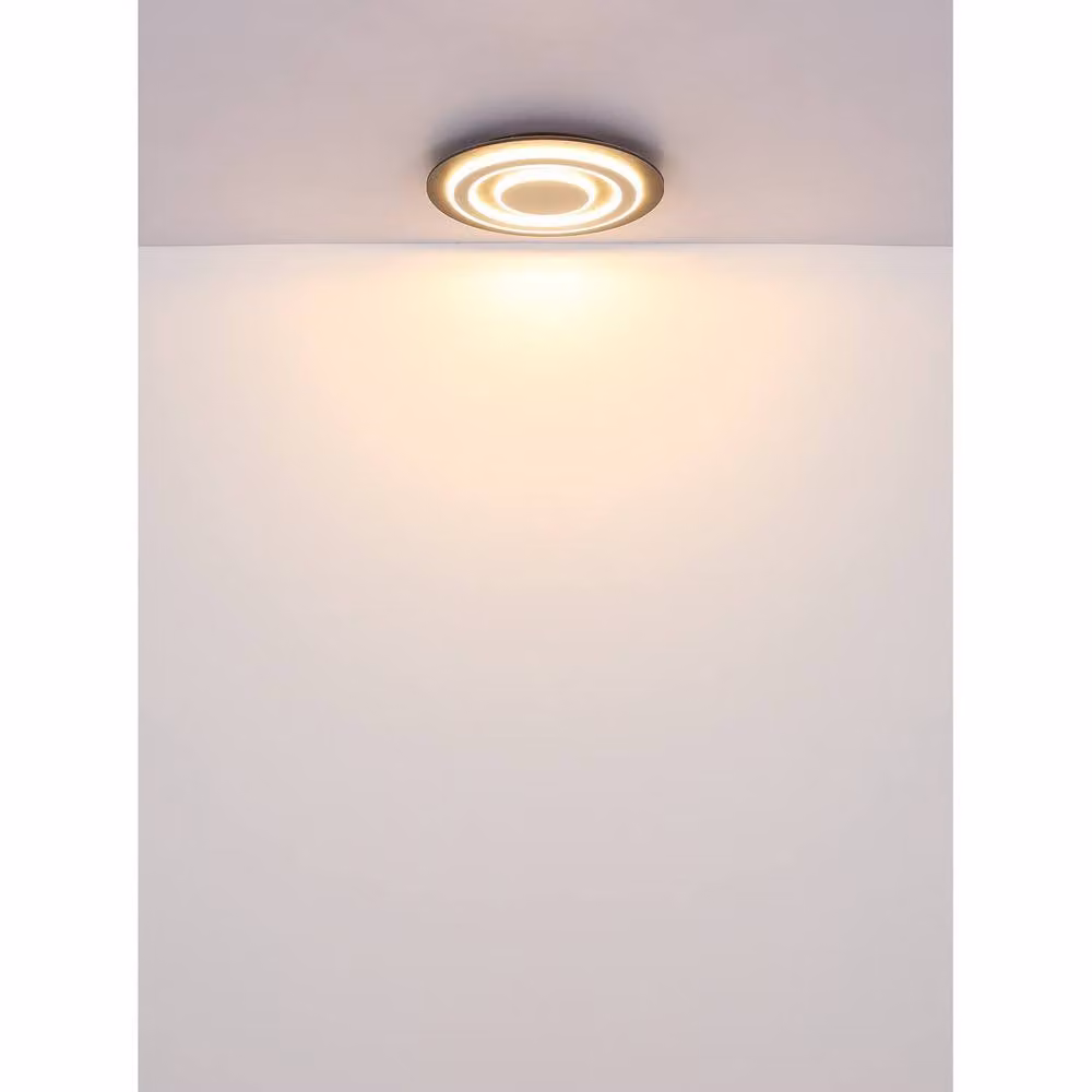 Globo Lighting Modern Round LED Ceiling Light in Champagne, Brown and Black Metal and MDF, D: 48 cm, 40 W, 1100 lm, 3000 K Warm White – 8