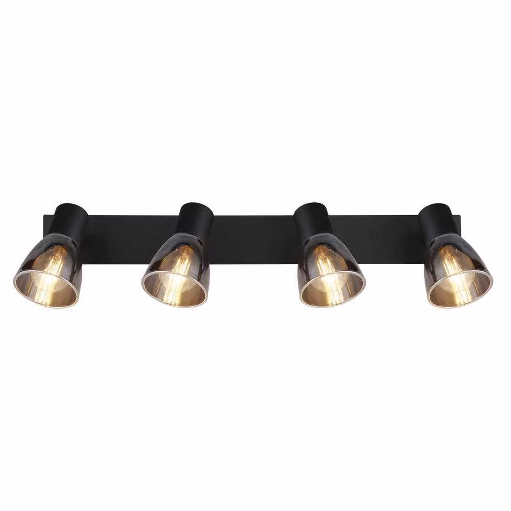 Globo Lighting Claude Ceiling Spotlight Bar in Black with Smoke Glass Shades, 4x E14, W: 50 cm – 6