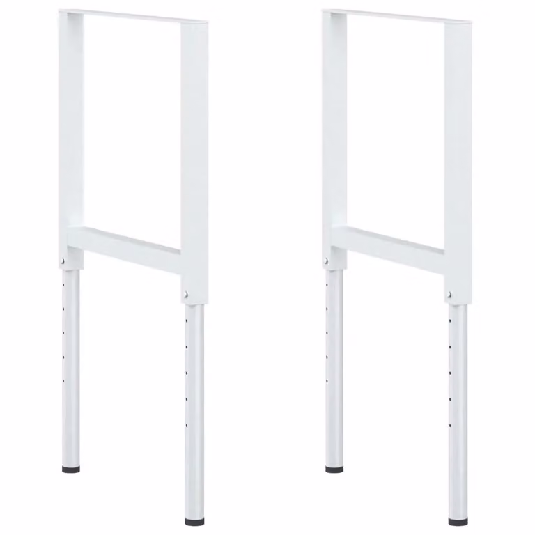 Berkfield Home Adjustable Metal Work Bench Frames, 2 Pack, Grey, W: 55 cm, H: 69-95.5 cm