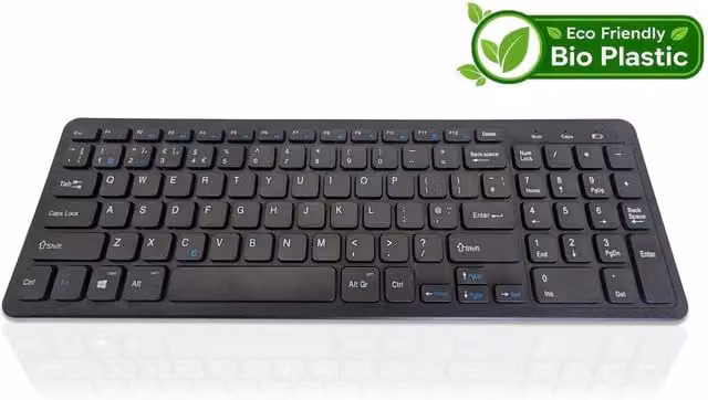 Accuratus Bioplastic 960 Multidevice Wireless Full Size Keyboard with Bluetooth and RF Connectivity - Forest Green and Charcoal Black